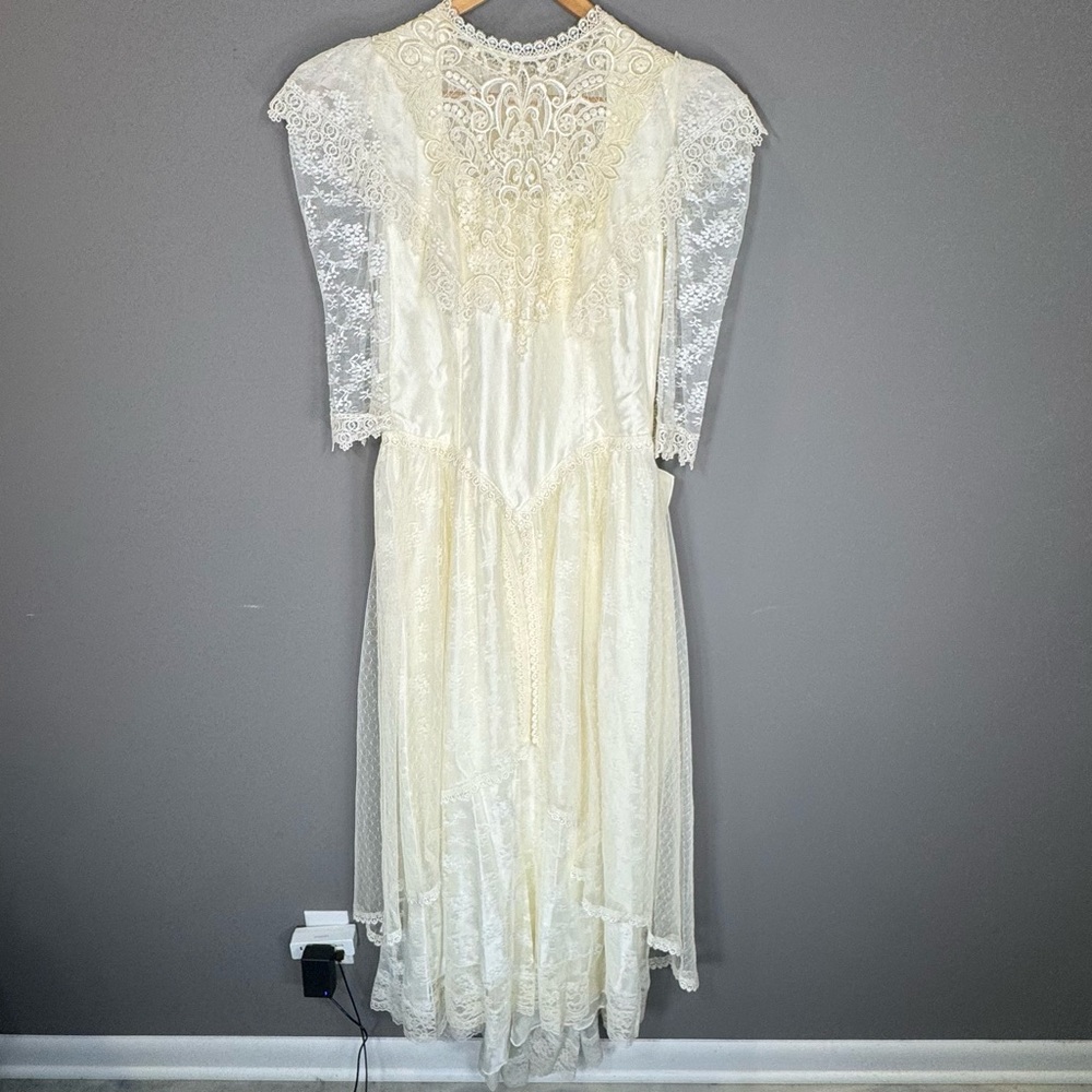 VTG 70s 80s Alfred Angelo Lace Fairy Cottagecore Wedding Dress Sz. Small VTG 14‎